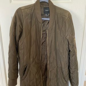 Oversized olive green puffer jacket
